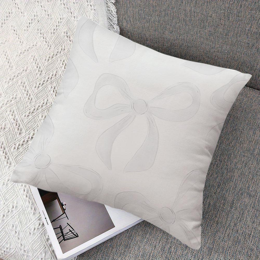 White Bow square Jacquard Pillow Cover for Sofa Office Waist Cushion Cover Home Decorative Pillowcase