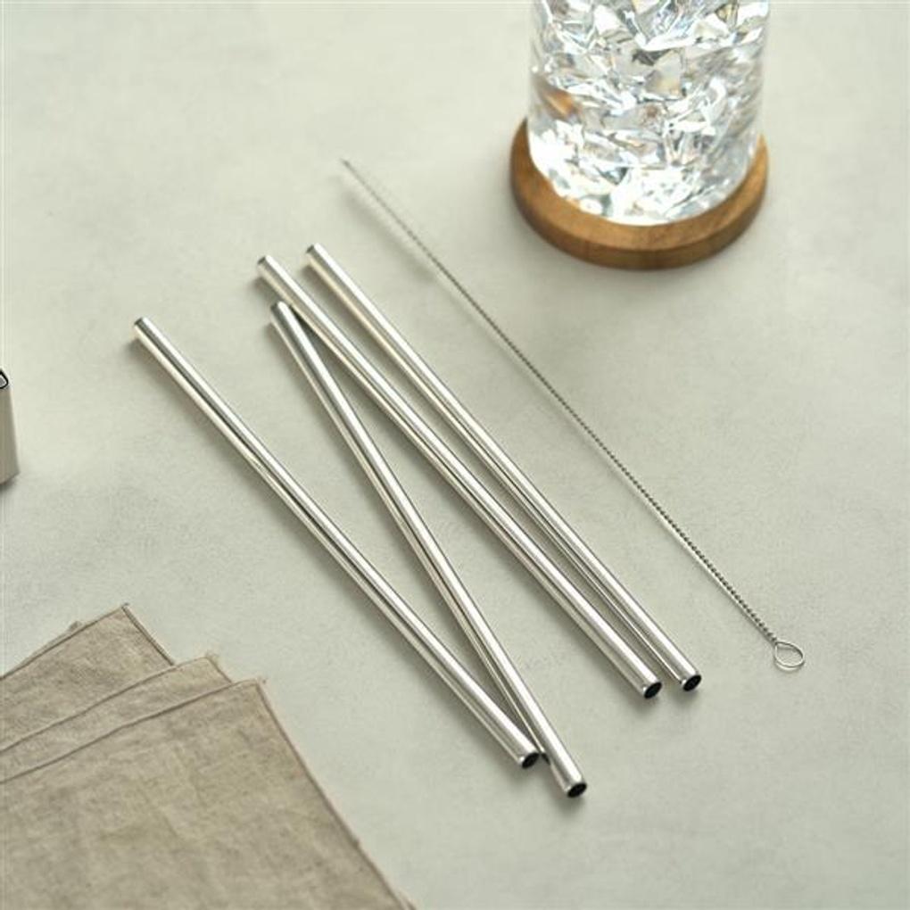 Esteban Hoff Stainless Steel Straw Cleaning Brush Set 22.5cm Straight 4P + Cleaning Brush 1P