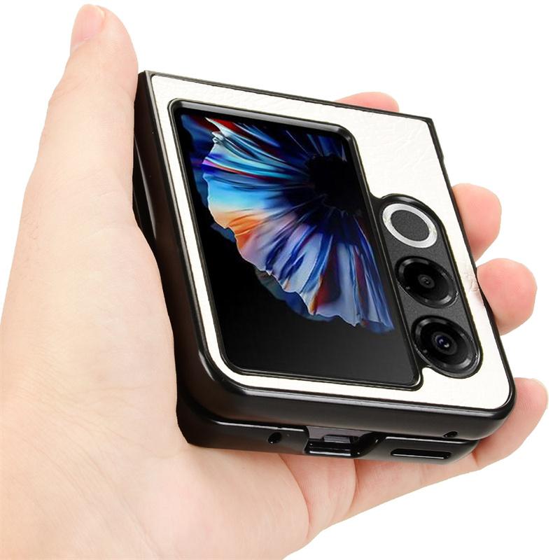 For ZTE Libero Flip 2 5G Case Crocodile Grain Genuine Leather Phone Cover For ZTE Nubia Flip2 5G Hard PC+PU Phone Case