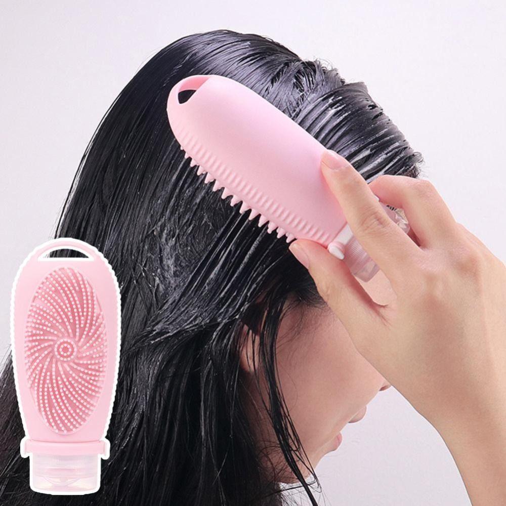 2 in 1 Travel Refillable Bottles Silicone Toiletry Containers Portable Shower Brush Bottle