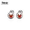 E1504 S999 Silver Elk Stud Earrings: Christmas Twist Screw Bean Design
