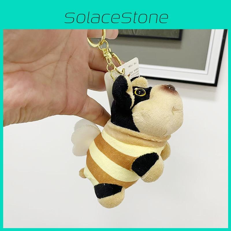 Soft And Cuddly Black Plush Bee Dog Doll Keychain For Fun Fashion Accessories