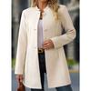 Women S Casual Stand Collar Mid Length Woolen Coat For Daily Wear