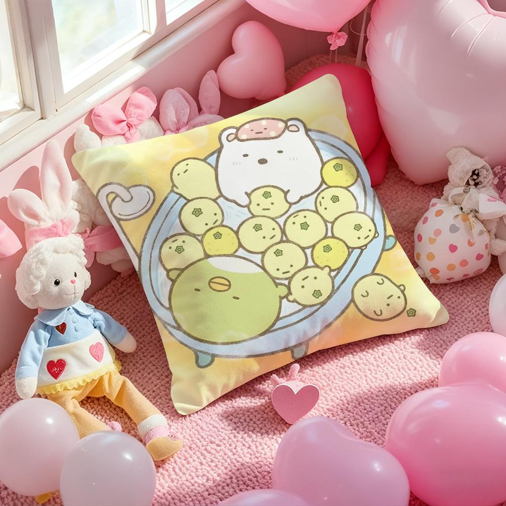 

Cartoon S-Sumikko G-Gurashi Anime Cushion Cover Pattern Printed Pillowcase for Living Room Sofa Cushion Cover & Bedroom Decor 12x12Inch