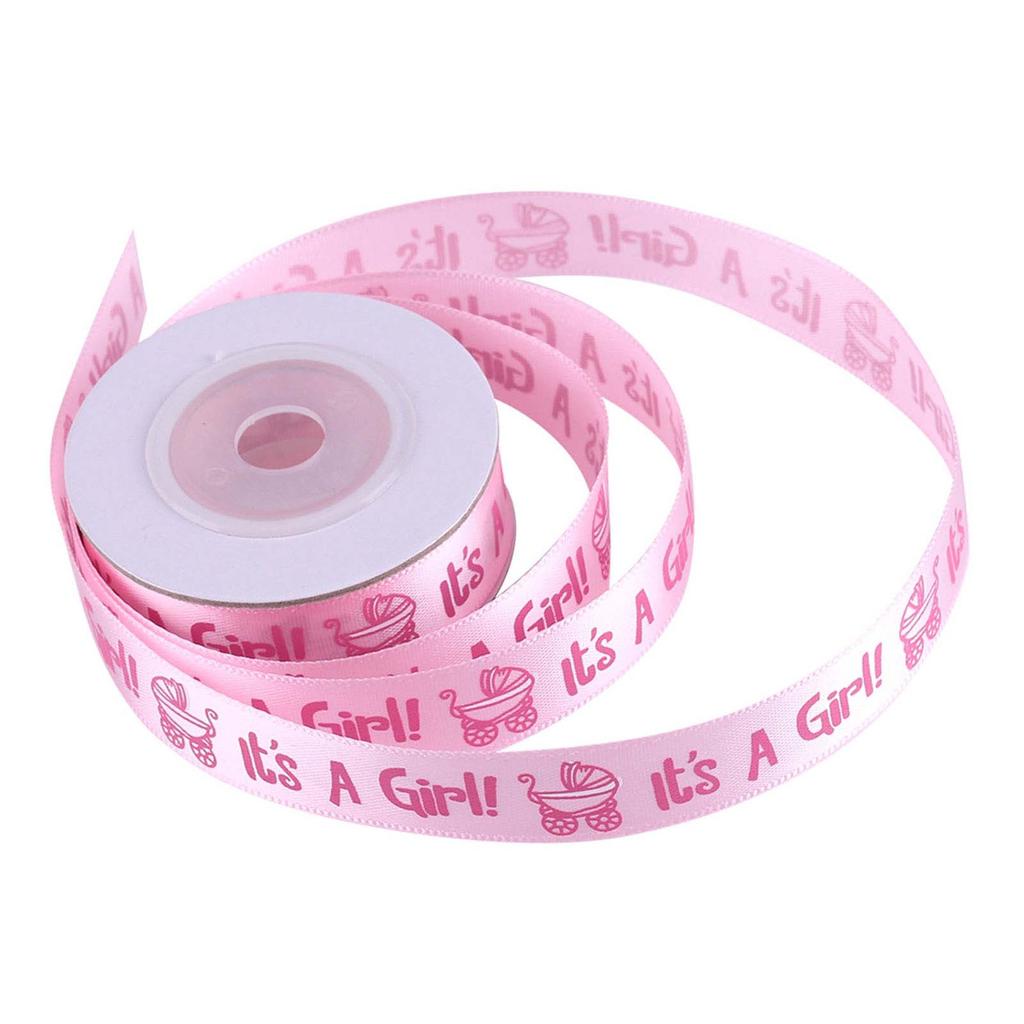 10Yards Roll IT IS A BOY GIRL Blue Pink Baby Shower Christening Party Favor Gift Stain Ribbon