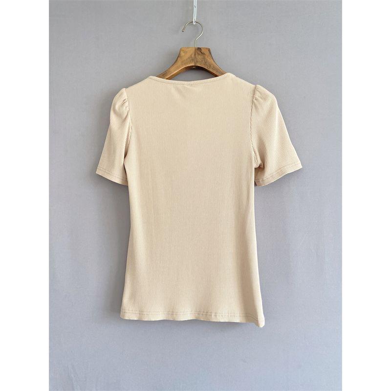 Export USA New * Summer plus Size Women's Clothes U-Shaped Collar Short Sleeve Modal Cotton Knitted T-shirt Modal Knit Top