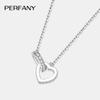 PERFANY Hel Moissanit Halsband för Kvinnor S925 Rent Silver Dubbel Hjärtformad Design Laboratoriediamant Hänge Mode Lyx Smycken
