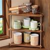 Wooden Corner Cup Holder Desktop Mug Rack, 3 Tier Coffee Bar And Tea Cup Organizer Shelf For Kitchen Counter Or Sideboard