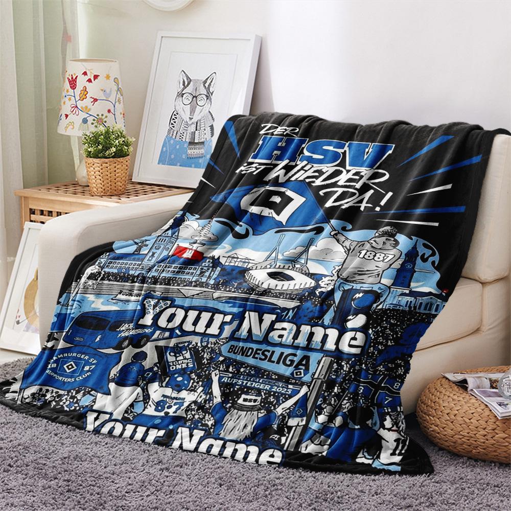 1PC Blue Diamond Emblem Custom Name Patterned Flannel Blanket Suitable For All Seasons For Home Decor Warmth And Comfort Gifts Holiday Present