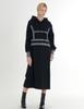 FREAKS BY KIMTAEHOON Cotton Spandex Terry Bag Brushed Fleece Structured Color Block Rib Detail Hooded Midi Dress _Black
