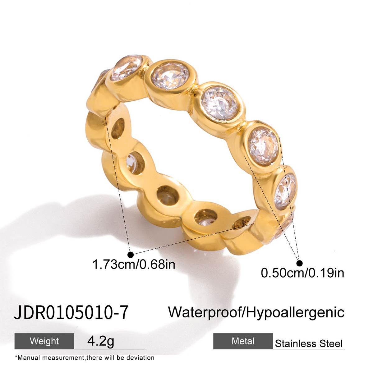 

Design sense 18K gold, love white flash zircon stacked with zirconium ring jewelry no. 8