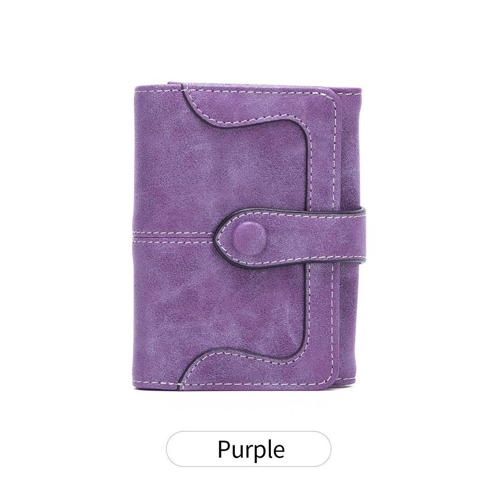 New Women's Wallet, Retro Matte Two-fold Short Wallet, Multi-functional, Simple and Fashionable Clutch.