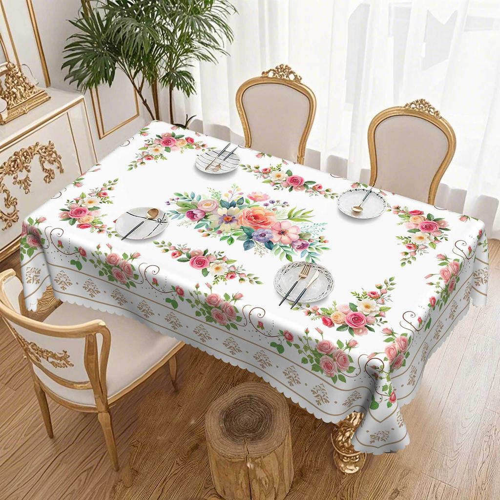 Spring/Summer Pastoral, Square/Round Table Cloths, Floral Patterns, Table Decorative Cloths Rose Vines