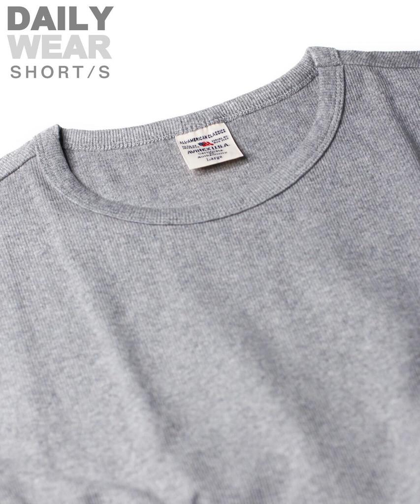 AVIREX DAILY RIB CREWNECK TEE 6143502 Men's S Size 014 GREY