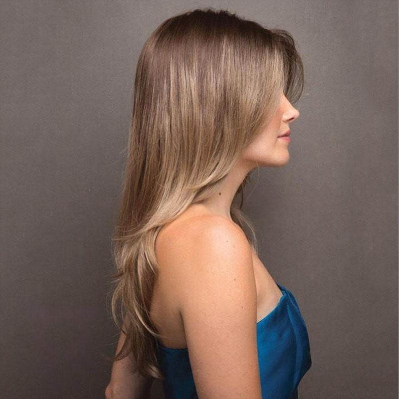 Syntetická ombre blond paruka Dlouhá rovná paruka pro ženy Přírodní vrstvený účes Denní párty Cosplay Odolný vůči teplu