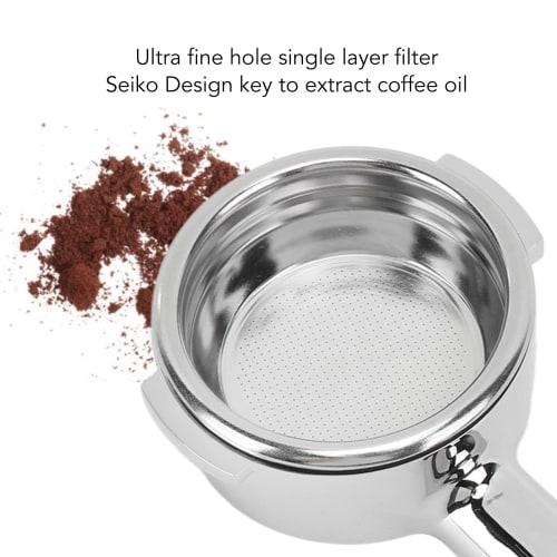 Bottomless Coffee Filter, Single-Layer 58mm Coffee Portafilter, Corrosion-Resistant, Widely Compatible for Home Use (C1 Type, Beech Wood)