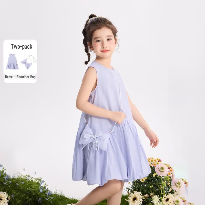 

Girl s Pure Cotton Sleeveless Bow A-line Dress 120