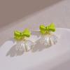 1Pair Sweet Bow Bell Orchid Stud Earrings For Women Girls Elegant Exquisite Versatile Advanced Sense Bowknot Earrings Jewelry