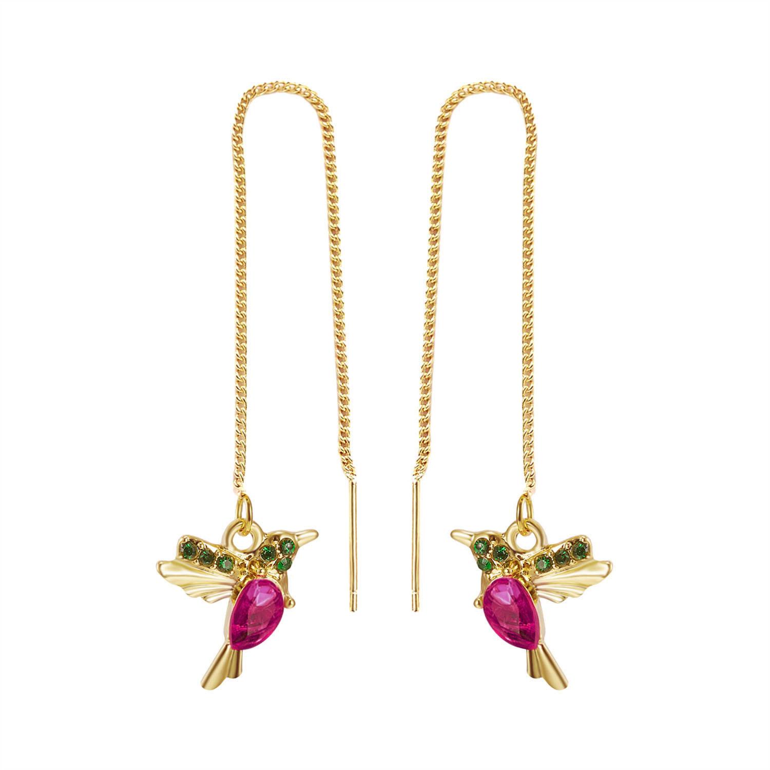 

Red Hummingbird Earrings: Versatile Fashion Thread Studs
