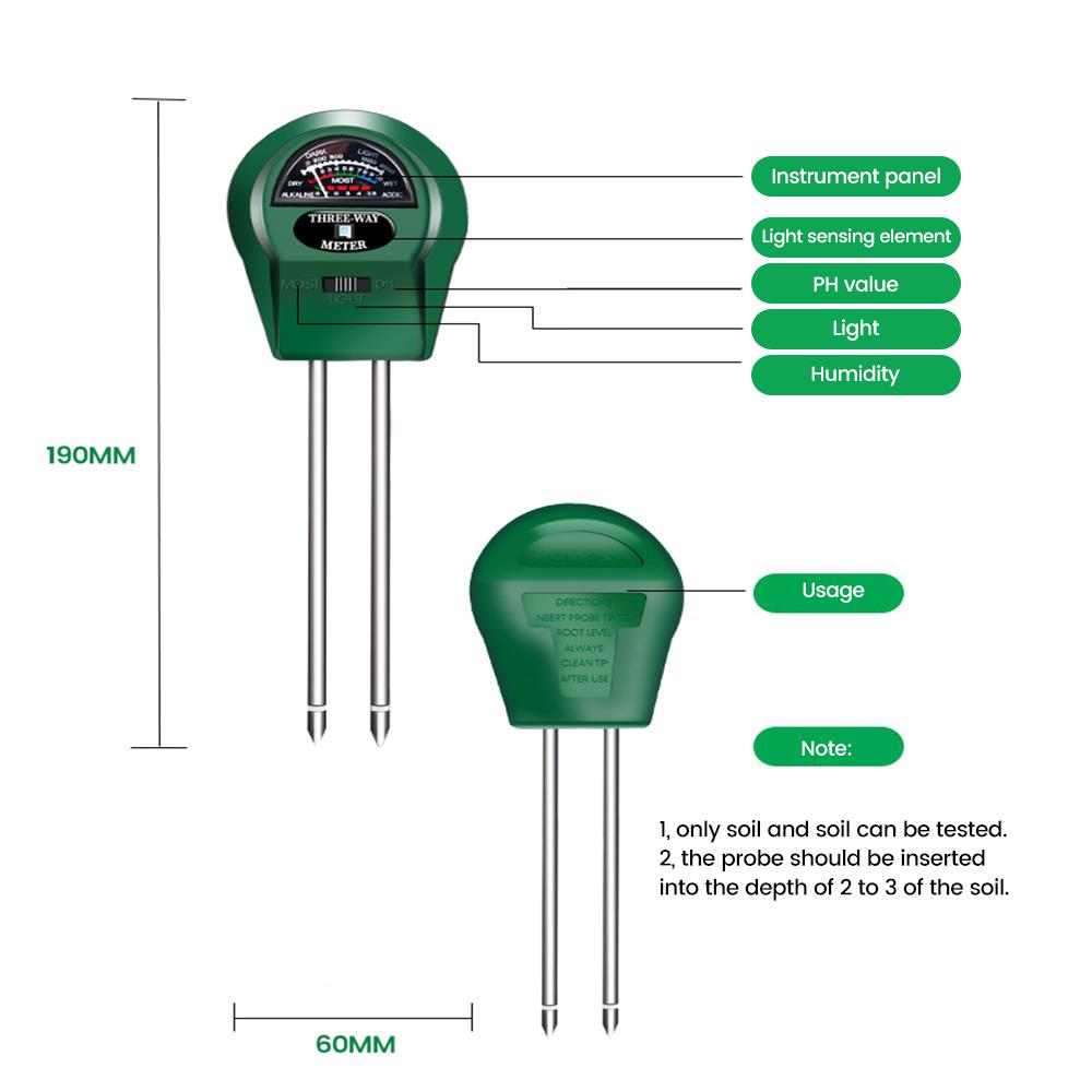 

Soil PH Meter Sunlight PH Tester Flowers Soil Moisture Sensor Meter Plants Acidity Humidity PH Monitor Garden Tool зелений