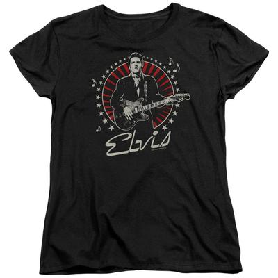 T-shirt Nera Ufficiale con Stelle di Elvis Presley per Donna