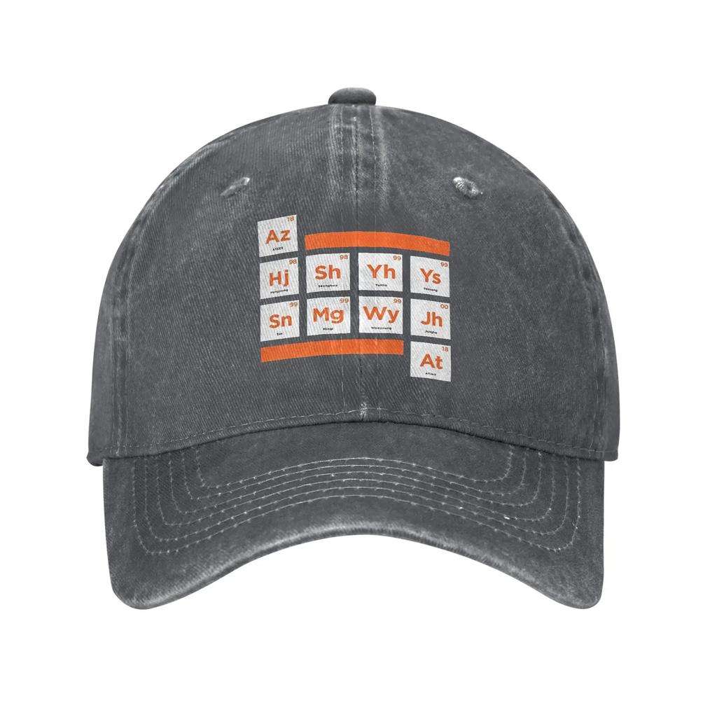 Washed Baseball Cap ATEEZ Periodic Table Summer Trucker Hat For Unisex Unisex Fashion Outdoor Gym Sun Baseball Caps