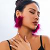 Exaggerated Big Circle with Fluffy Feathers Hoop Earrings for Women Trendy Ladies Wedding Large Earrings 2026 Fashion Jewelry