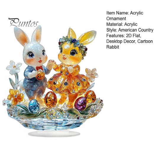 Пасхальный кролик, украшение 2D, плоское акриловое украшение, мультяшный красочный пасхальный кролик, яйцо, настольное украшение для пасхального каминного стола, центральное украшение