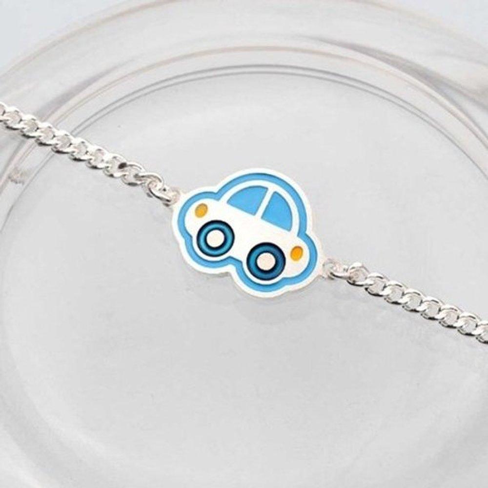 [As Little] Children's Silver Bracelet Full 925 Silver Car Pendant Kids