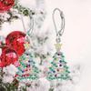 Huitan Exquisite Christmas Tree Pendant Earrings Female Party Accessories with Bright Zirconia Silver Color  for New Year