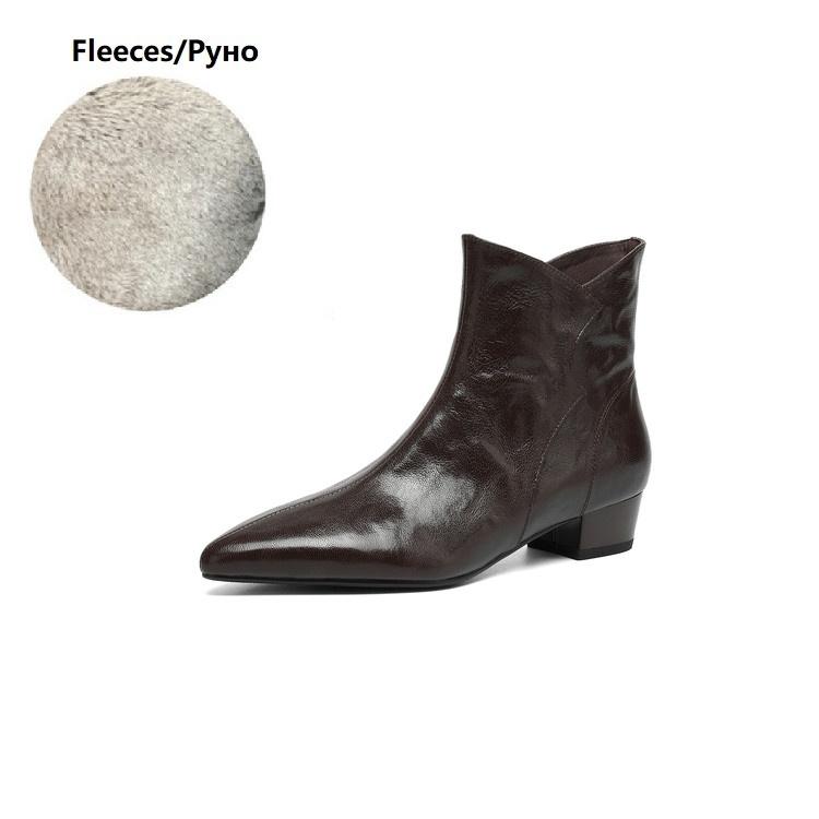 

Fashion NEW Autumn Women Boots Genuine Leather Shoes for Women Pointed Toe Chunky Heel Shoes Solid Modern Boots Daily Shoes Ankle Boots 40