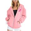 Women's Breast Sweatshirt Ribbon Breast Long Sleeve Hooded Pocket Casual Sweatshirt Jacket