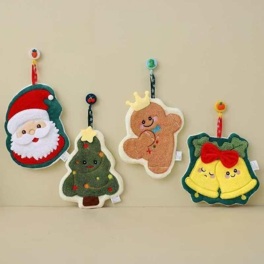 3 Layer Toilet Handkerchief Water-absorbing Washcloth Cute Bathroom Kerchief for Christmas