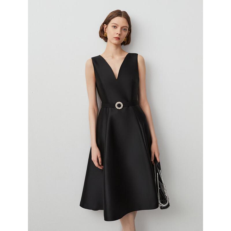 LANCY French Retro Square Neck Little Black Dress