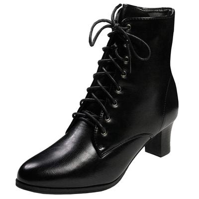 Boots for Side 8 [KYOETSU] Hakama, Lace-up, Zipper, Holes, Short, Women's (22.5cm, Black)