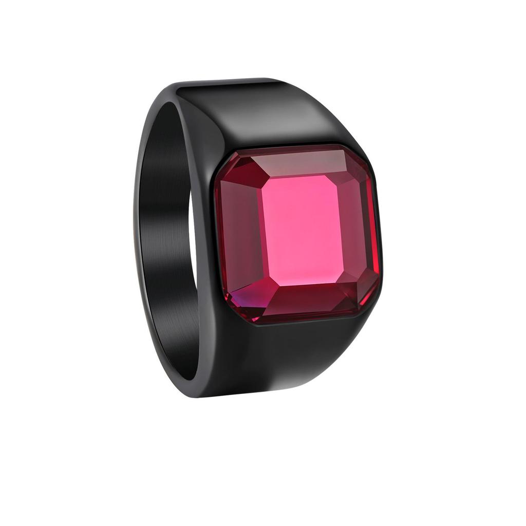 Pánský prsten z titanové oceli s vícebarevnými drahokamy - svatební obrúčka v evropském a americkém stylu