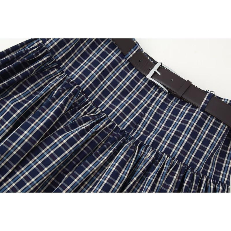 Women's Chic Retro Plaid Anti-Exposure Half Skirt - Summer Versatile Slimming Bud Design