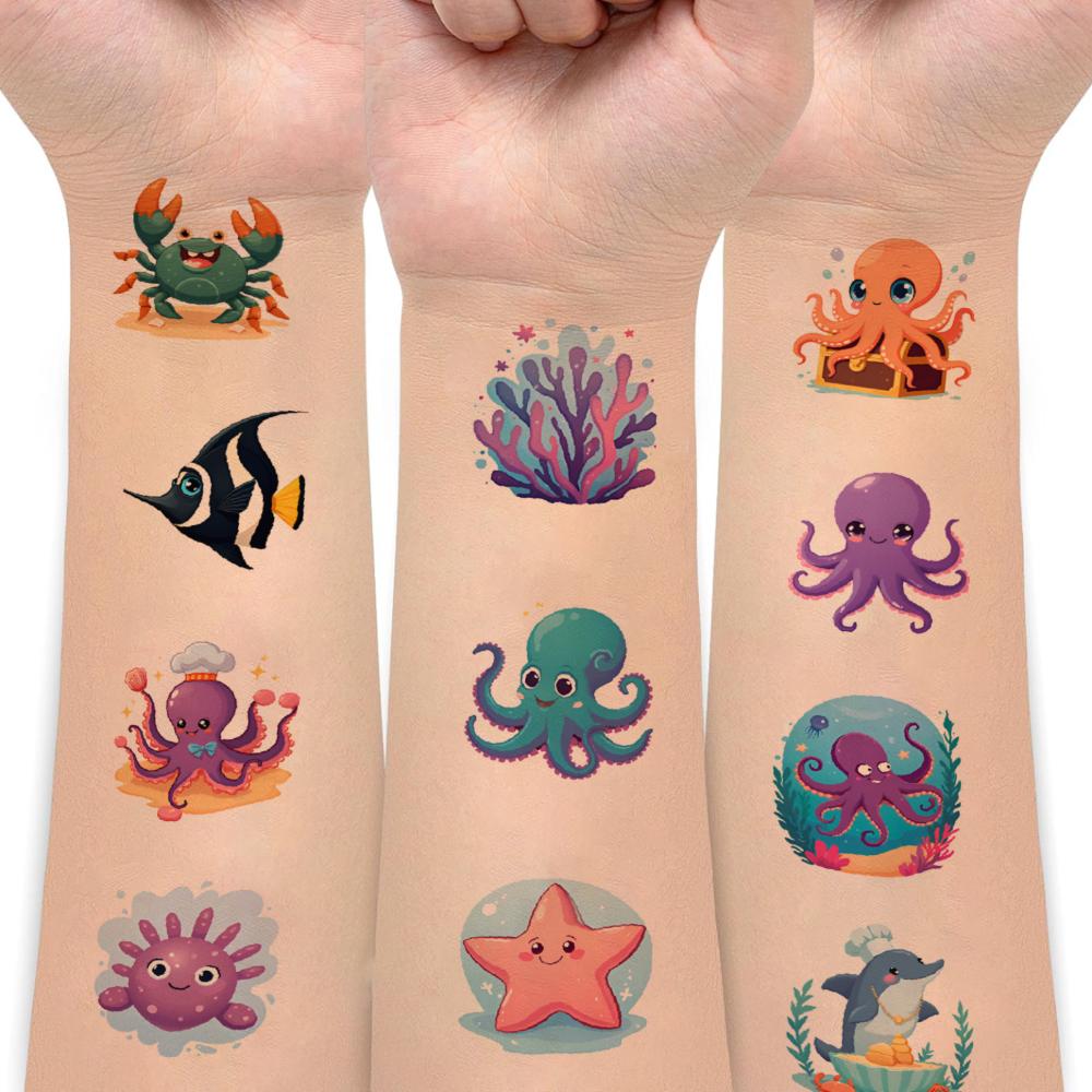 54pcs Temporary Tattoo Ocean Stickers Temporary Tattoo Stickers Decorative Stickers For Arms Children Shoulders