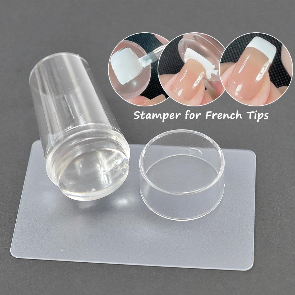 2.8CM French Style Nail Art Stamper Scraper Set Metallic Handle Nail Art Stamp Manicure Image Plate Tool