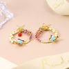 Fashion Enamel Colored Wreath Exquisite Flower Earrings Dripping Oil Color Sweet Spring and Summer Butterfly Temperament Silver Needle Earrings