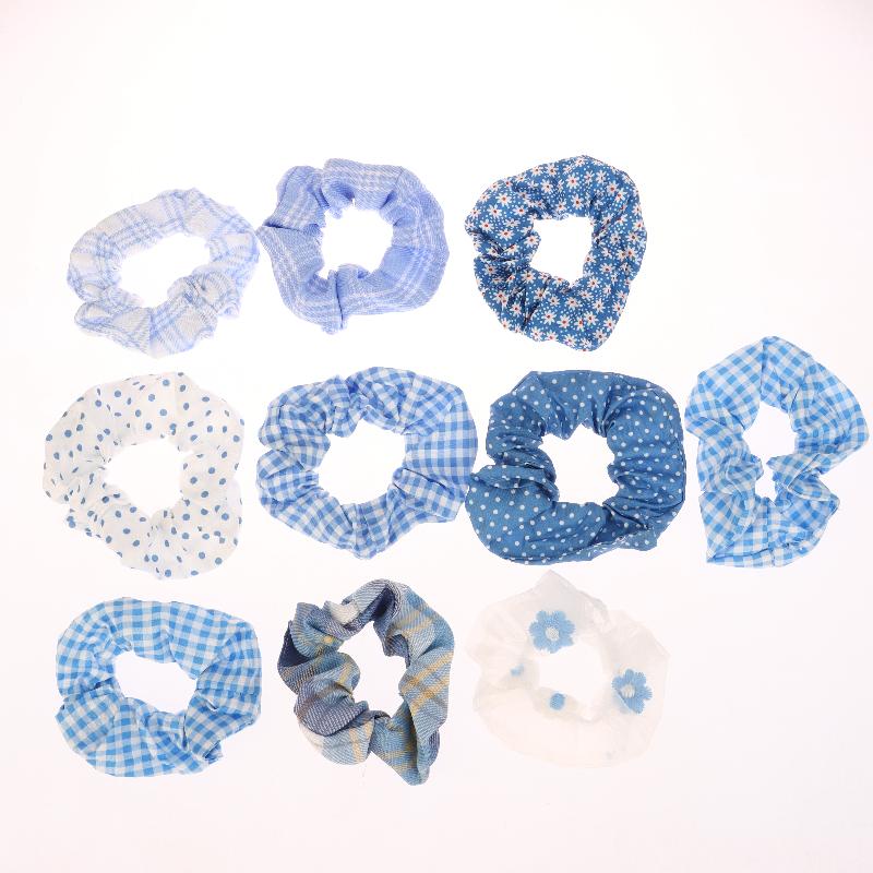 10Pcs Hair Rings Simple Cute Women Classic Large Intestine Hair Rings Marble Head Spring Summer Hair Accessories
