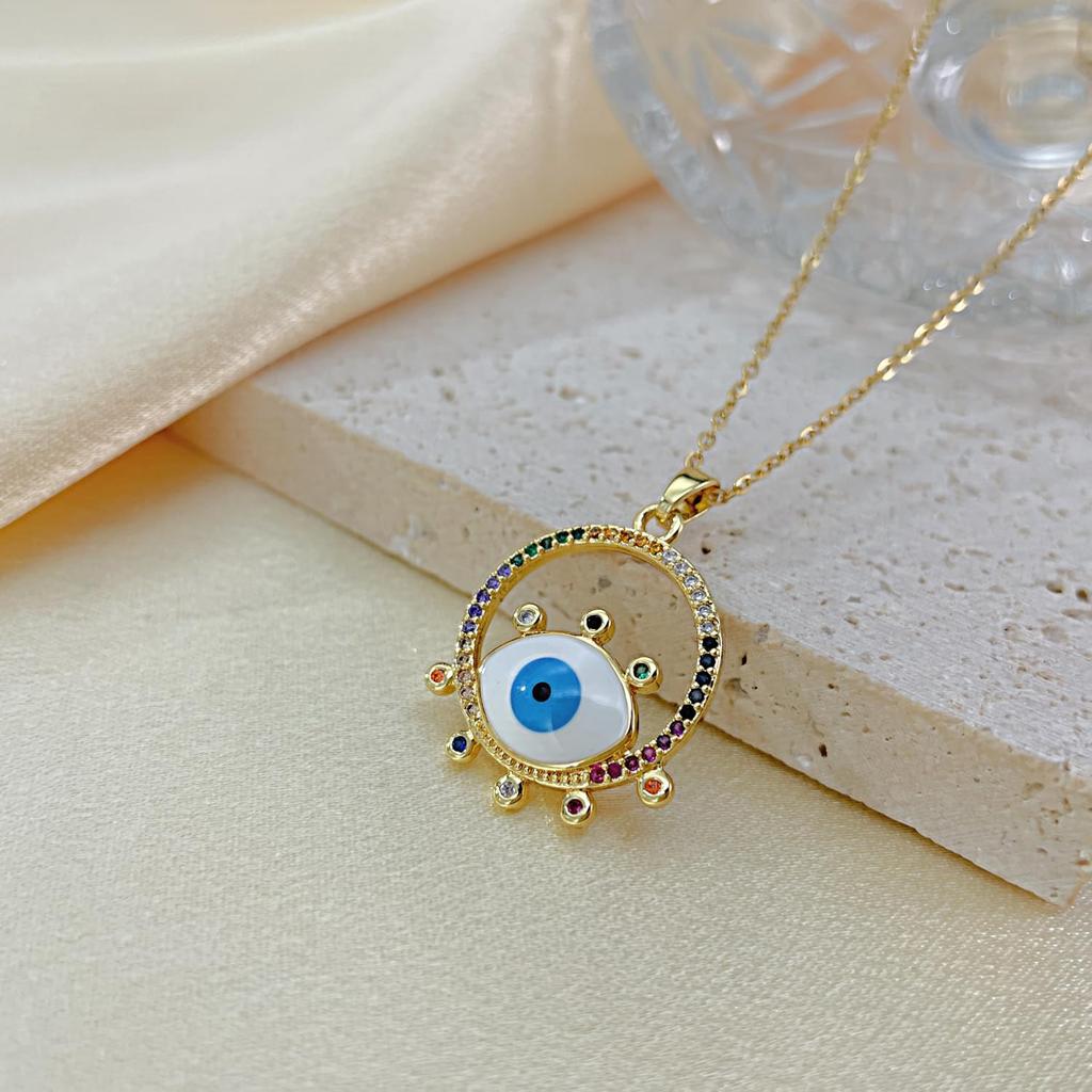 Gold Hamsa Hand Eye Stainless Steel Hypoallergenic To Coin Hip Hop Thanksgiving Accessories Colored [Rockyu] Women's Necklace, Necklace, Coin, Devil's
