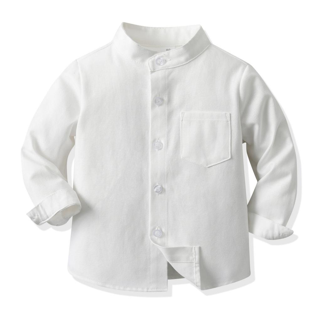 Boys Long Sleeve Stand Collar Shirt Candy Colors for Spring and Daily Wear