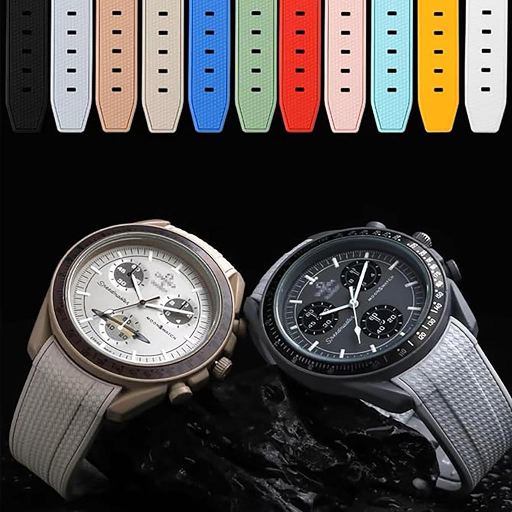20mm Watch Band for and Rubber Watch Band with Silicone Waterproof and Includes Adjustment Tool and Spring Omega, Swatch, MoonSwatch, Omega,
