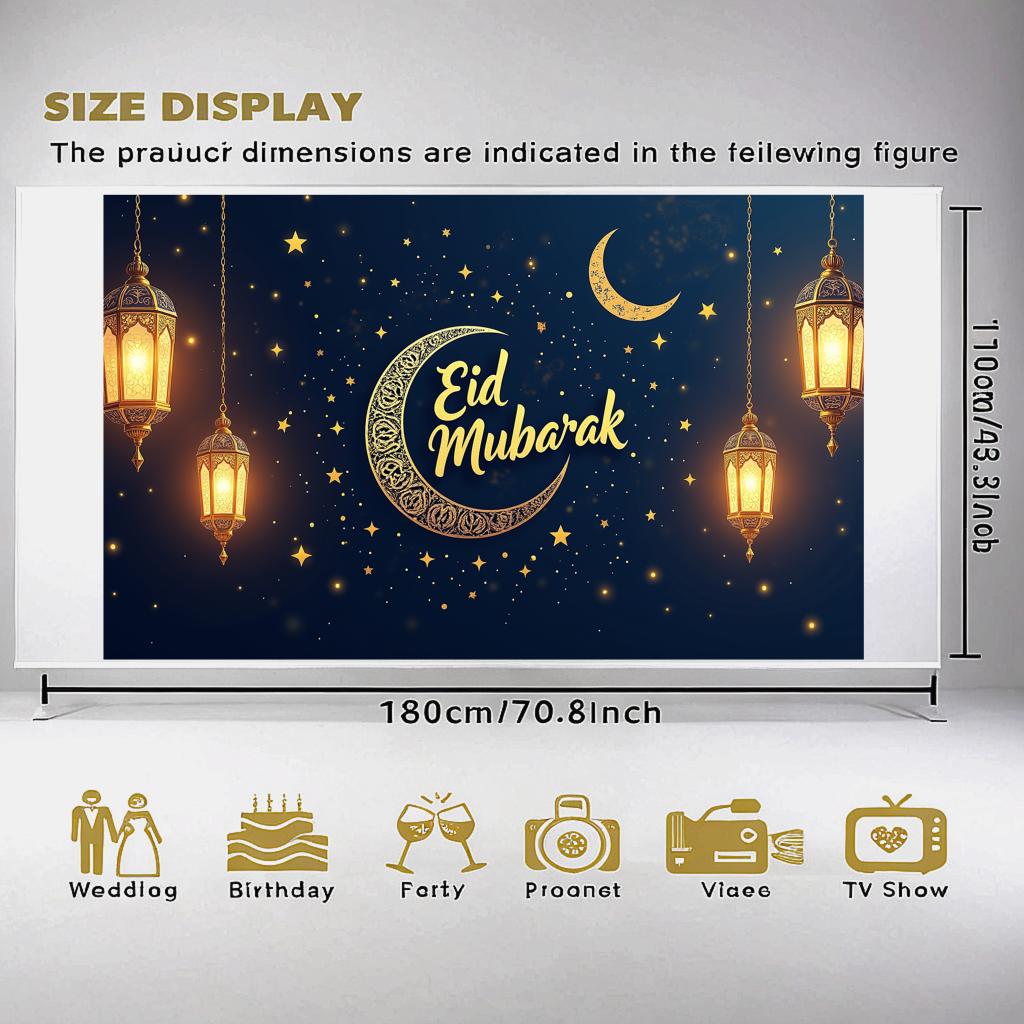 Reusable Floral moon Lanterns backdrop Eid banner for Religious observance Community events Children’s parties