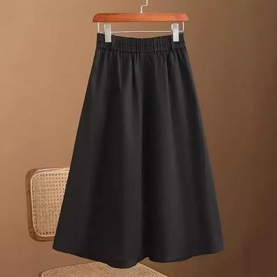 Women's Three-button Casual Fashion Skirt Spring Summer Elastic High-waist Mid-long Skirt