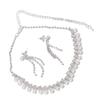 Women Necklace Earring Set Rhinestone Artificial Pearl Shiny Bride Jewelry Set for Birthday Party Wedding