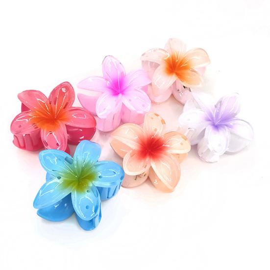 Women Small Hair Clip Flower Hair Grip Realistic Flower Shape Gradient Color Strong Claw Anti-slip Small Teeth Lightweight Children