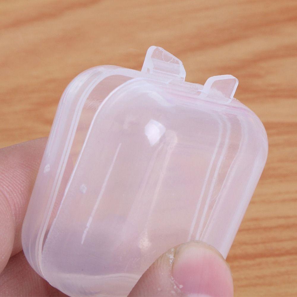 100 Pcs Transparent Mini Storage Box Finishing Square Plastic Case Jewelry Storage Case  Girls Women