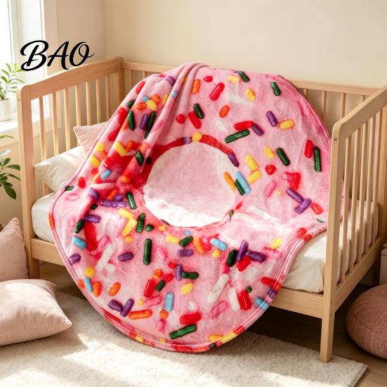 Fun Blanket for Movie Night Round Food Blanket, Realistic Themed Throw 59 Inch Novelty Waffle Pizza Burrito Donut Wrap, Soft Cozy Home Sofa Bed Travel